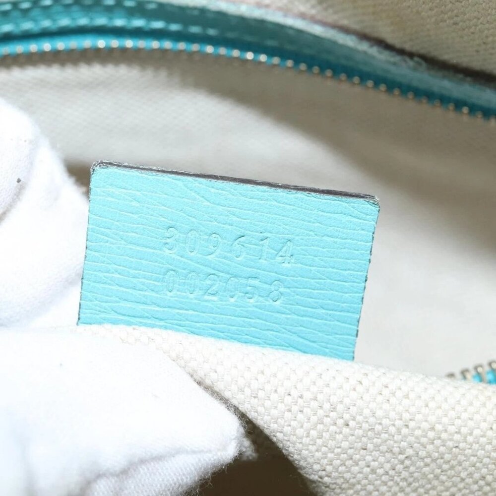 GUCCI Hand Bag Leather 2way Turquoise Blue Gold 309614 Auth 149064 - Picture 11 of 16